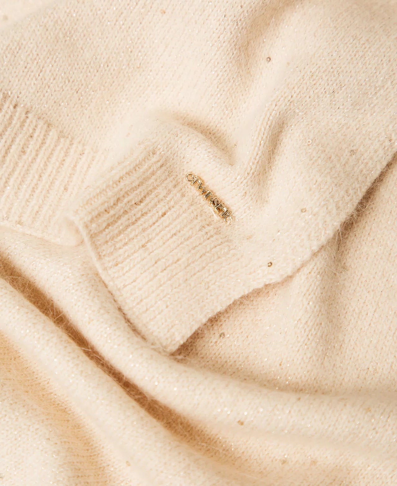 Knit scarf with sequins beige