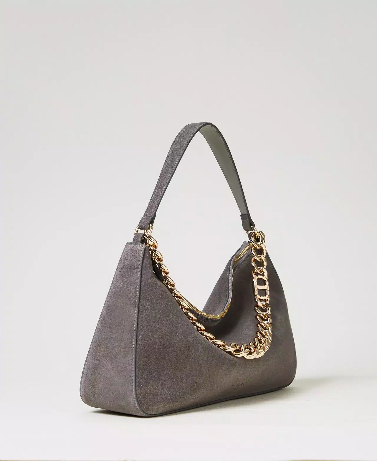 'Liliane' medium suede bag melange grey