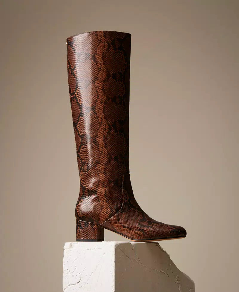 Animal print high boots