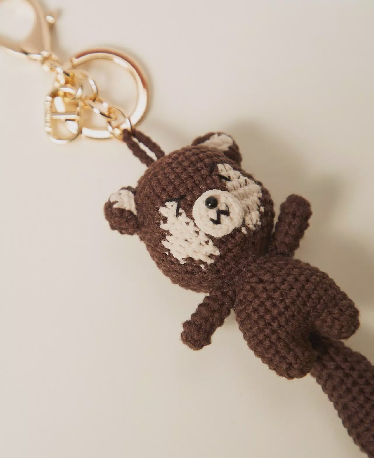 Crochet squirrel key ring charm