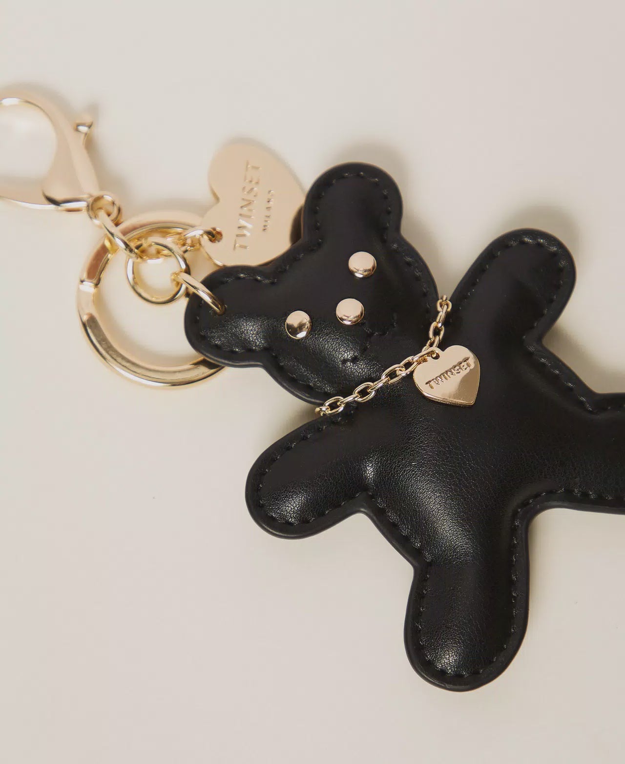 Teddy bear key ring charm with Oval T