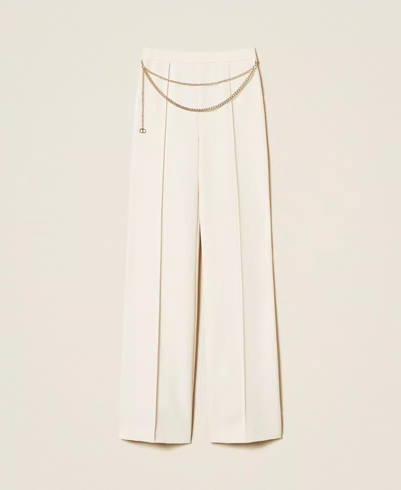 Crêpe cady trousers with belt