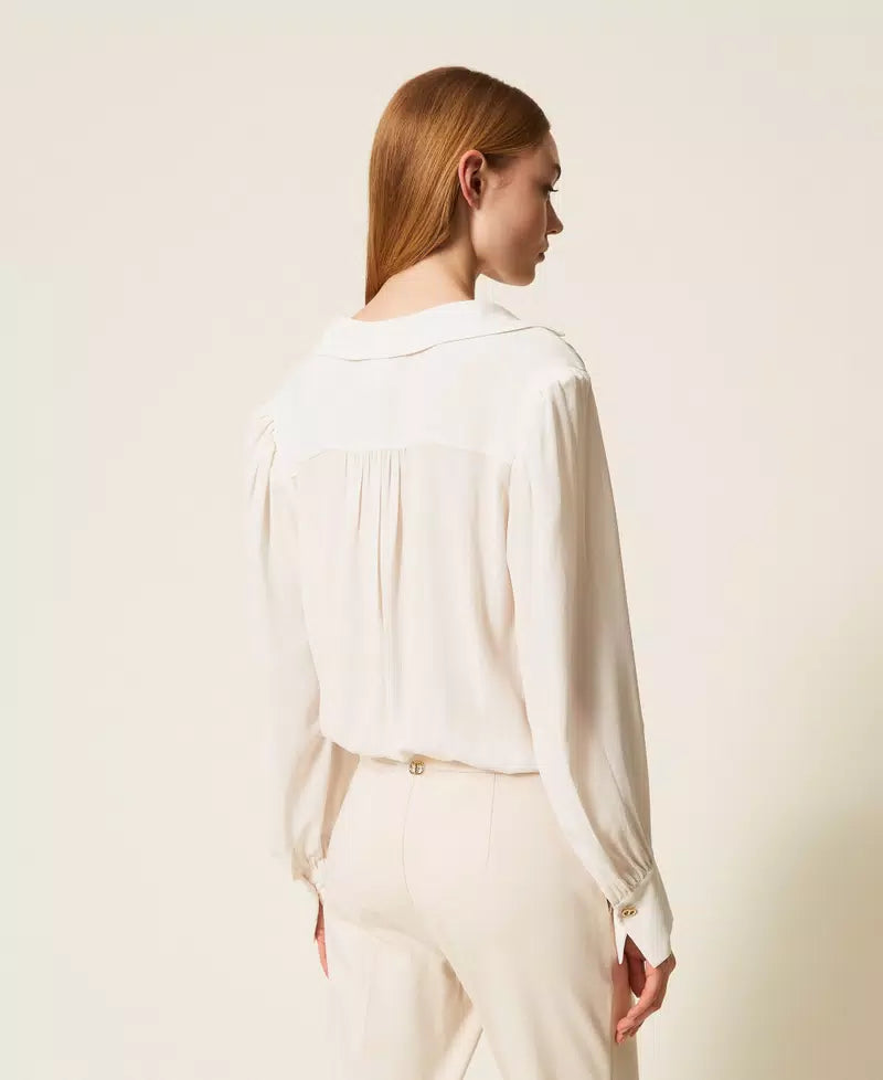 Crêpe de Chine bodysuit with gathering