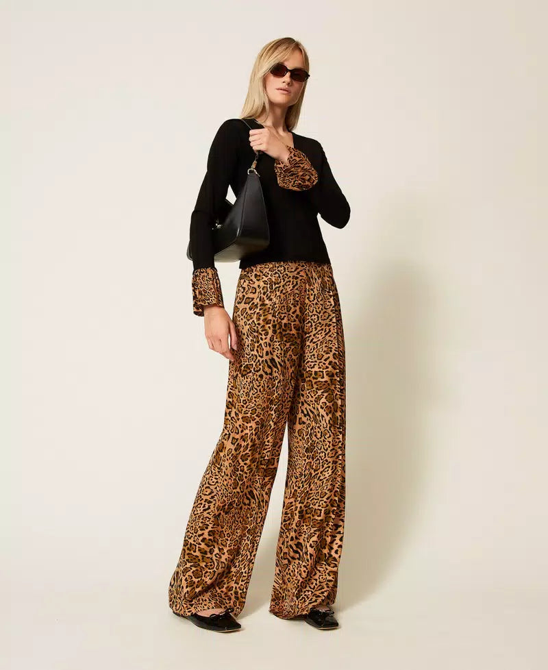 Jumper with animal print inserts