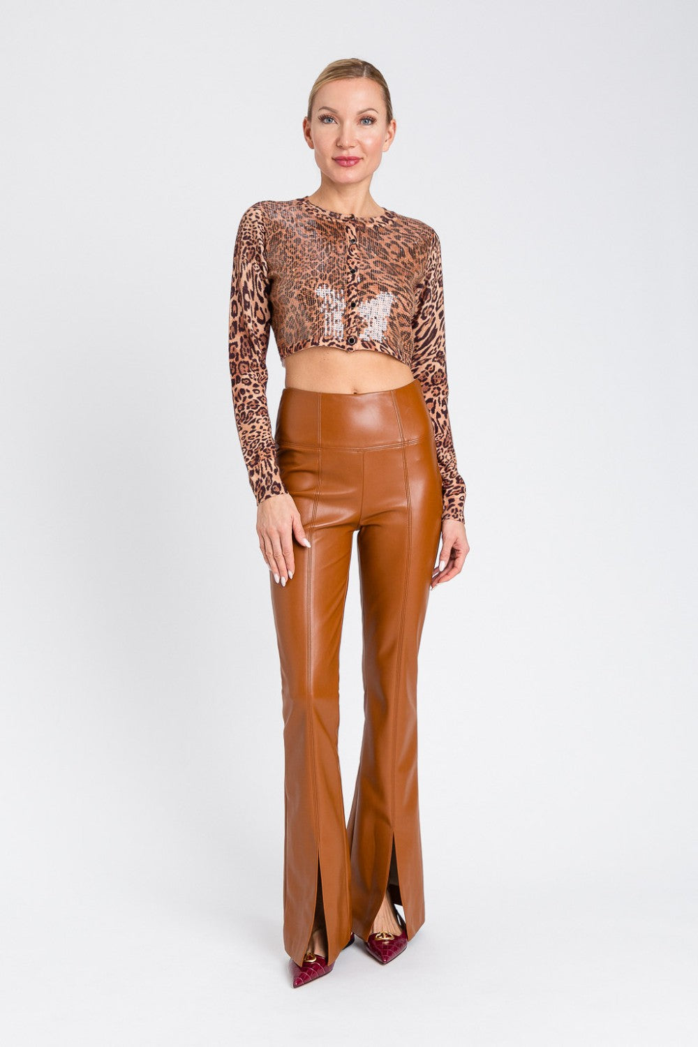 Animal print cardigan with sequins