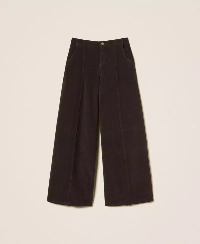 Wide corduroy trousers chocolate