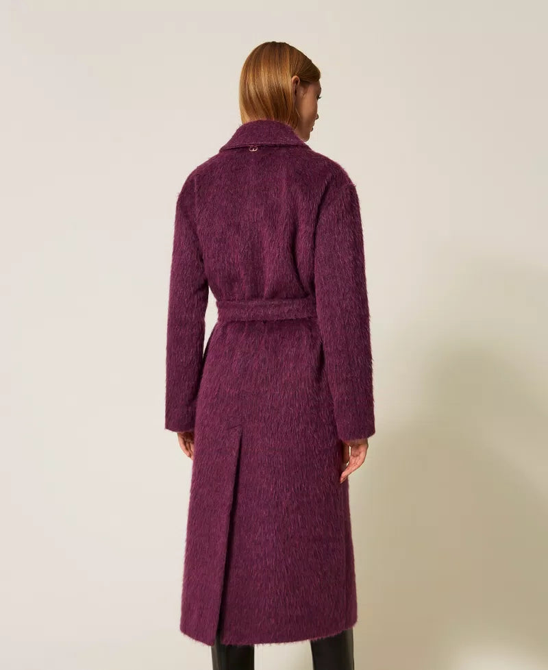 Double-breasted wool blend coat