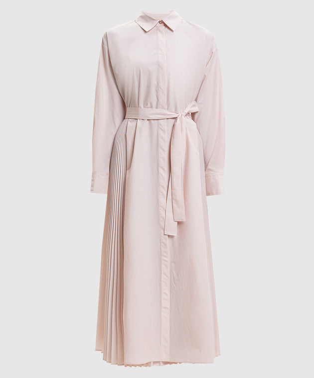 Pink pleated shirt dress