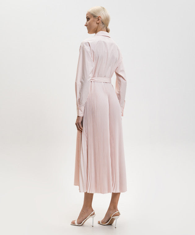 Pink pleated shirt dress