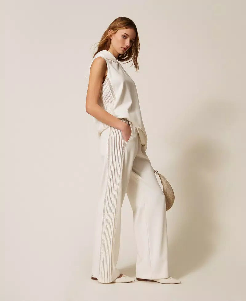Recycled crêpe de Chine trousers