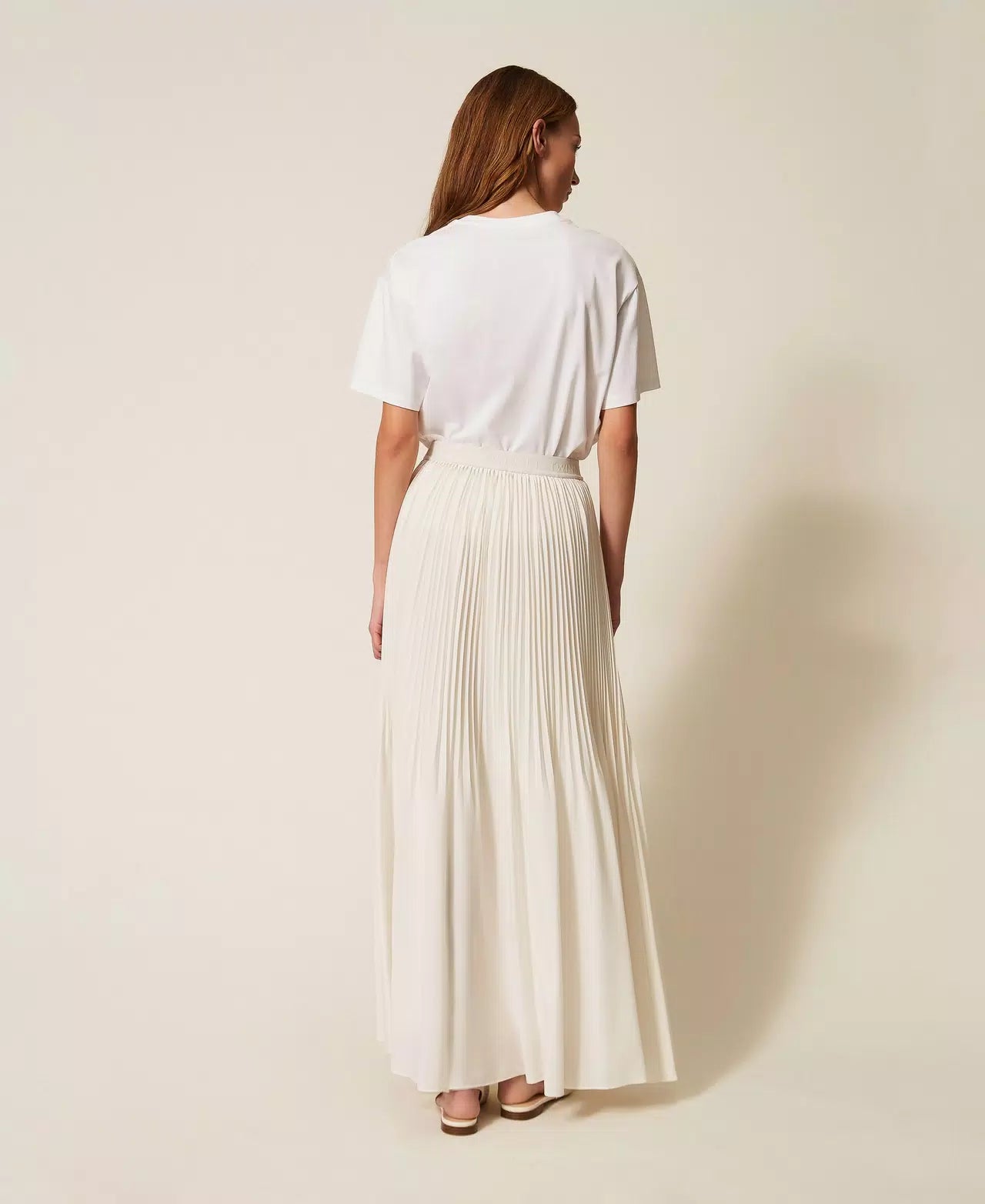 Pleated crêpe de Chine long skirt Add to Wishlist