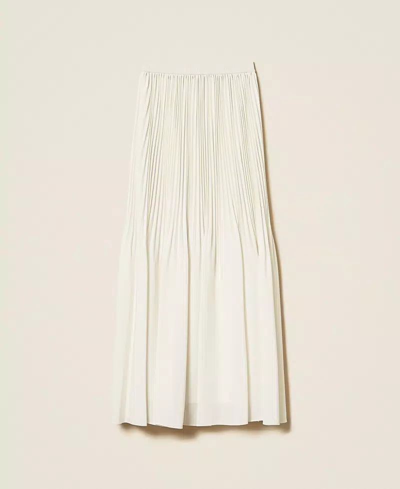 Pleated crêpe de Chine long skirt Add to Wishlist