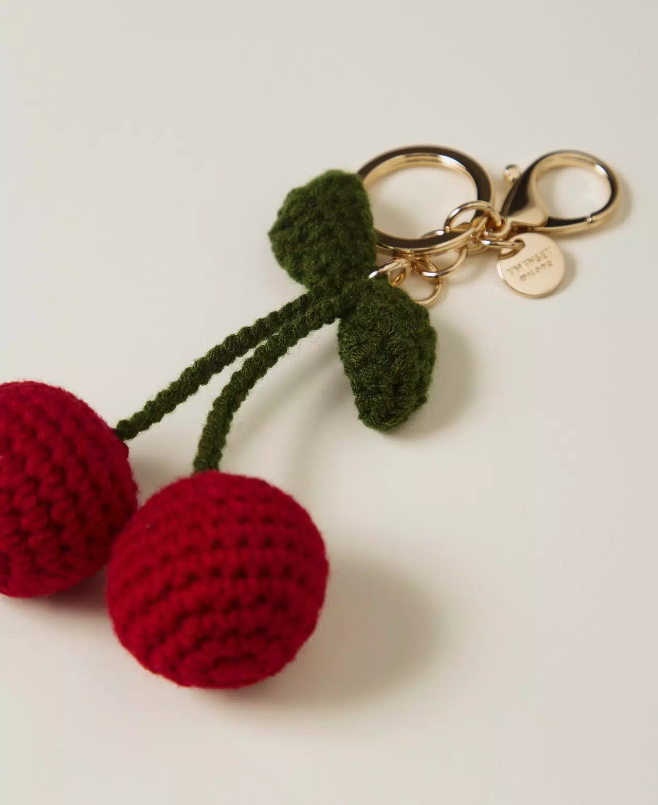 Key ring with crochet cherries