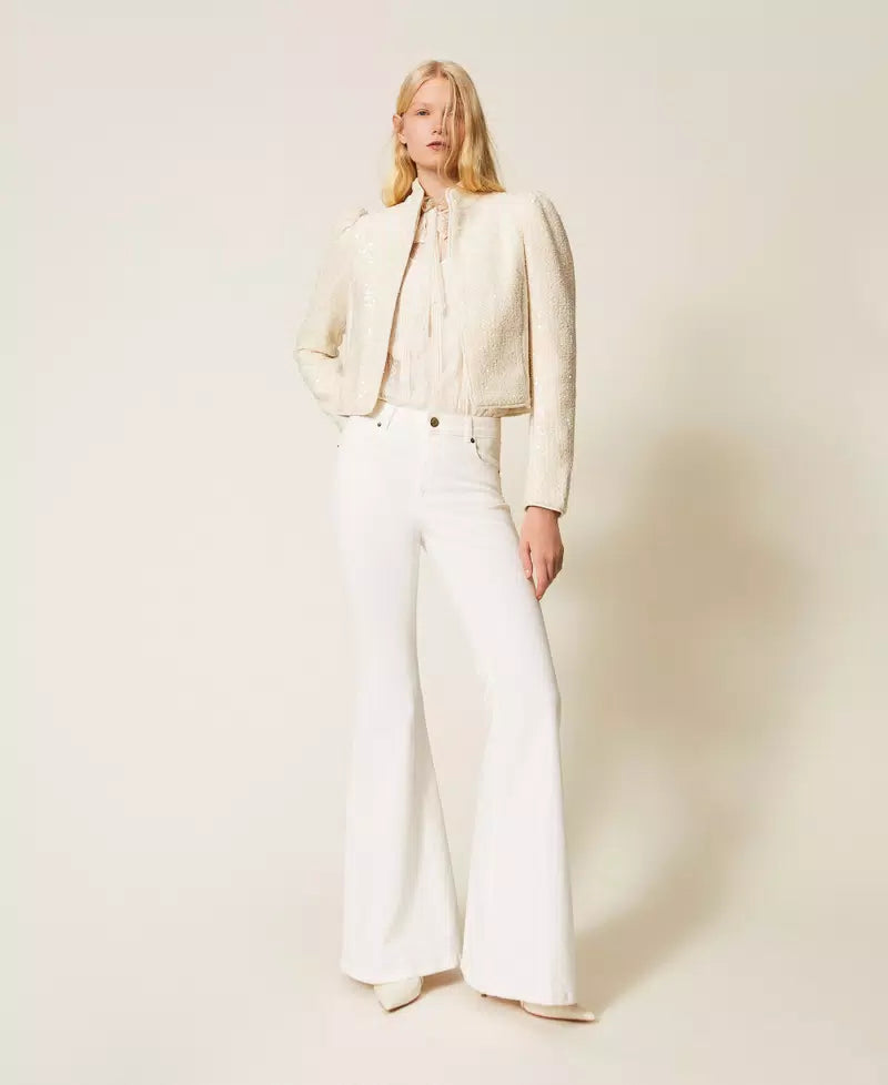 Cotton bull flared trousers