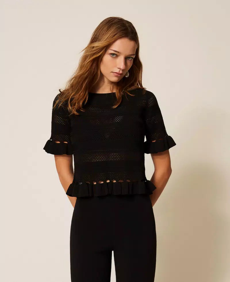 Black jumper with ruffles