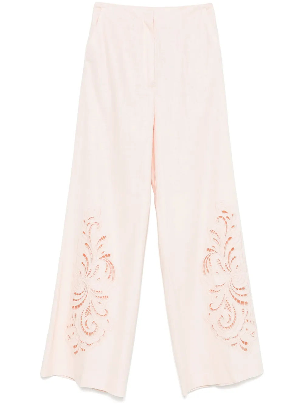 Linen blend trousers with embroidery