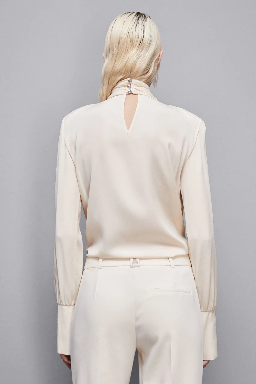 High neck crepe blouse