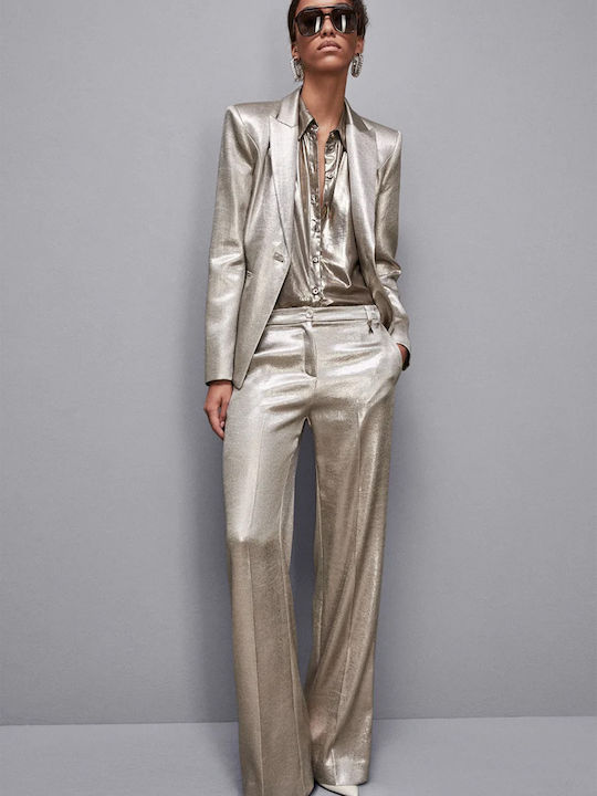 Metallic shirt with sleeves