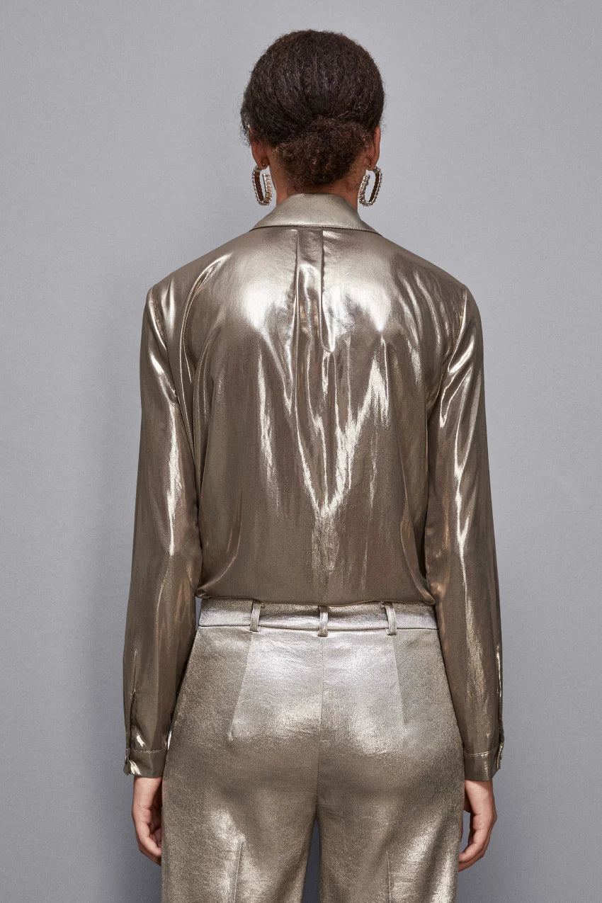 Metallic shirt with sleeves