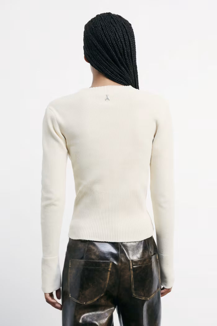 Cardigan with cut-out white