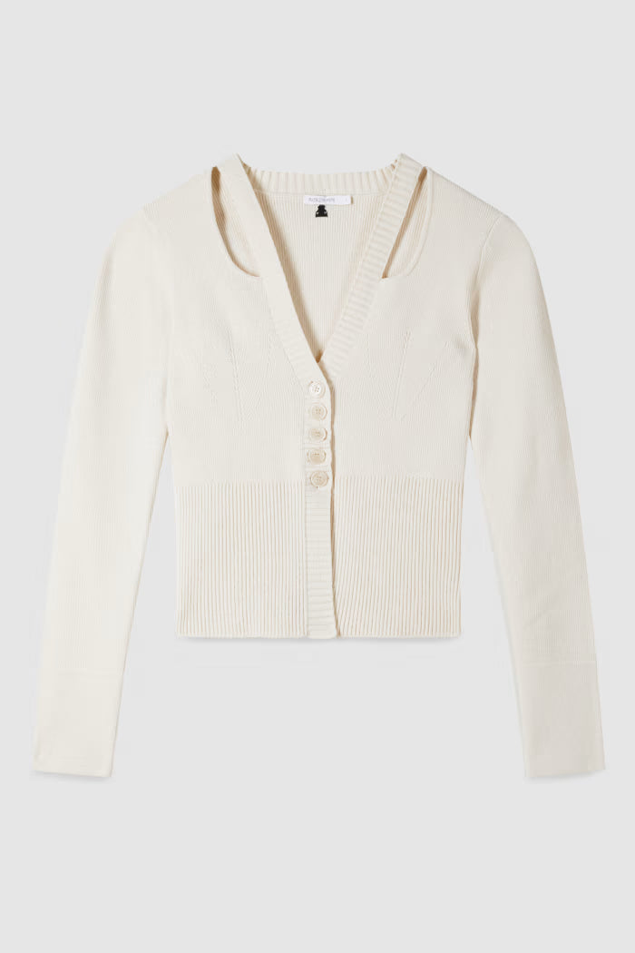 Cardigan with cut-out white