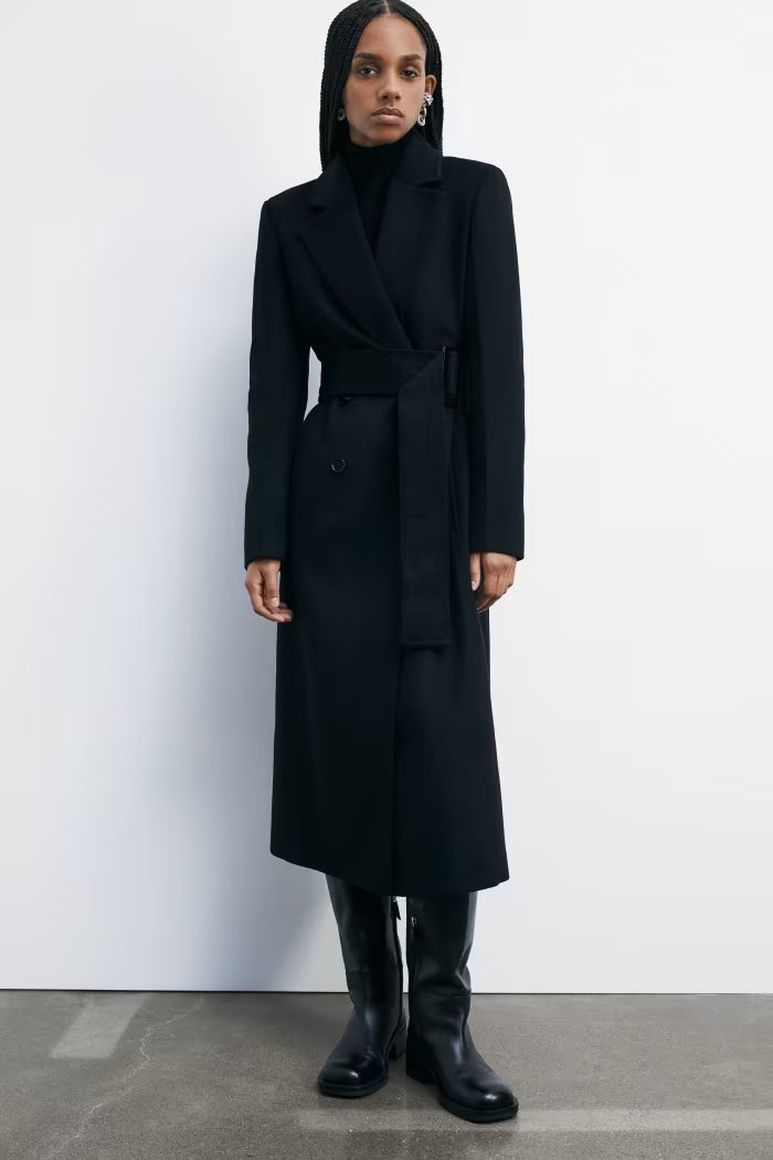 "ESSENTIAL" long coat with belt