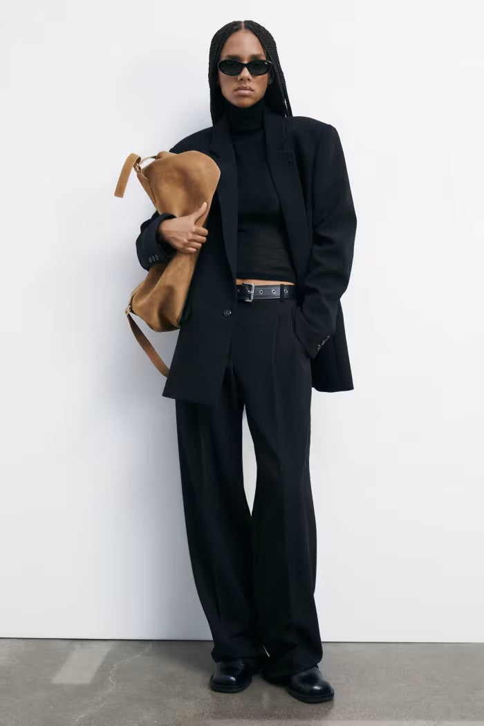 Fluid pants with pleats black