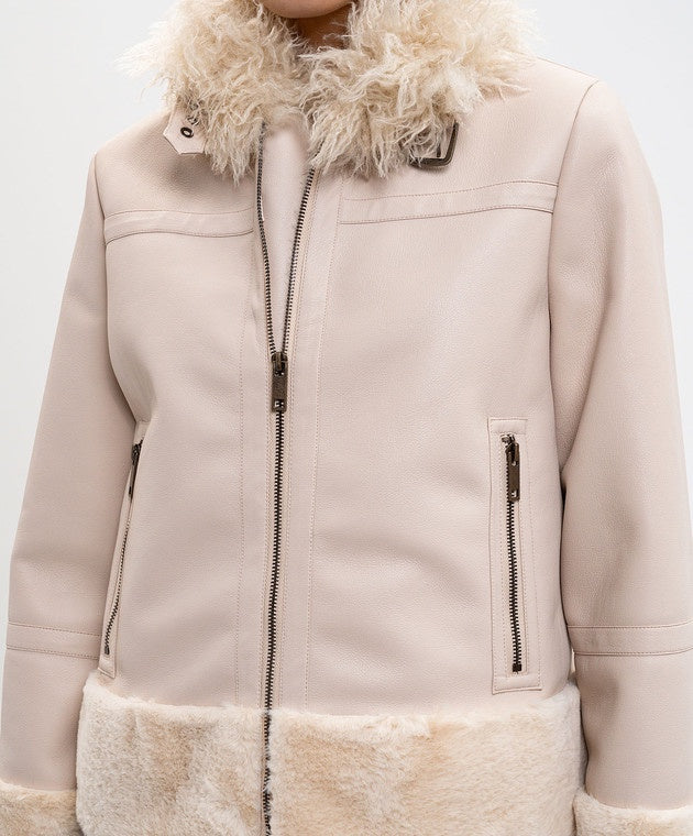 Faux leather jacket with faux fur