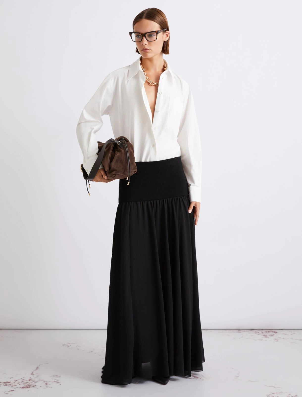 Flared georgette skirt