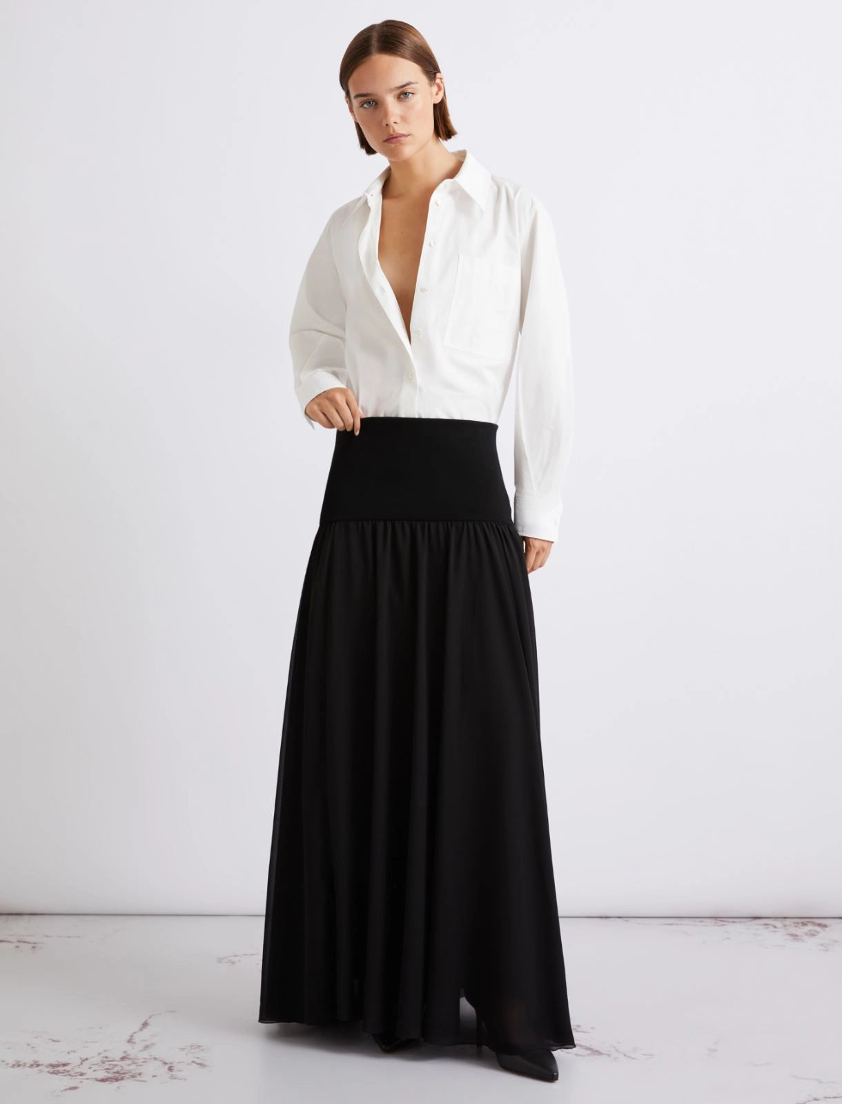 Flared georgette skirt