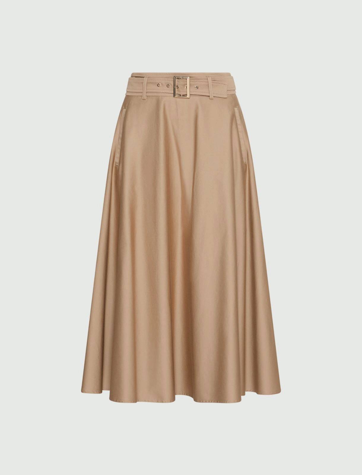 Water-repellent stretch cotton satin skirt