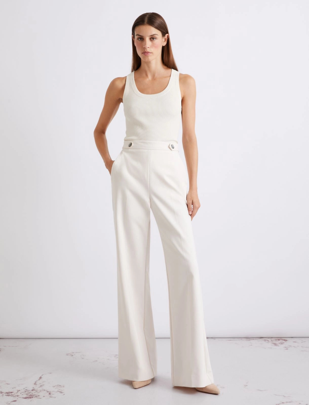 Stretch cotton-blend trousers