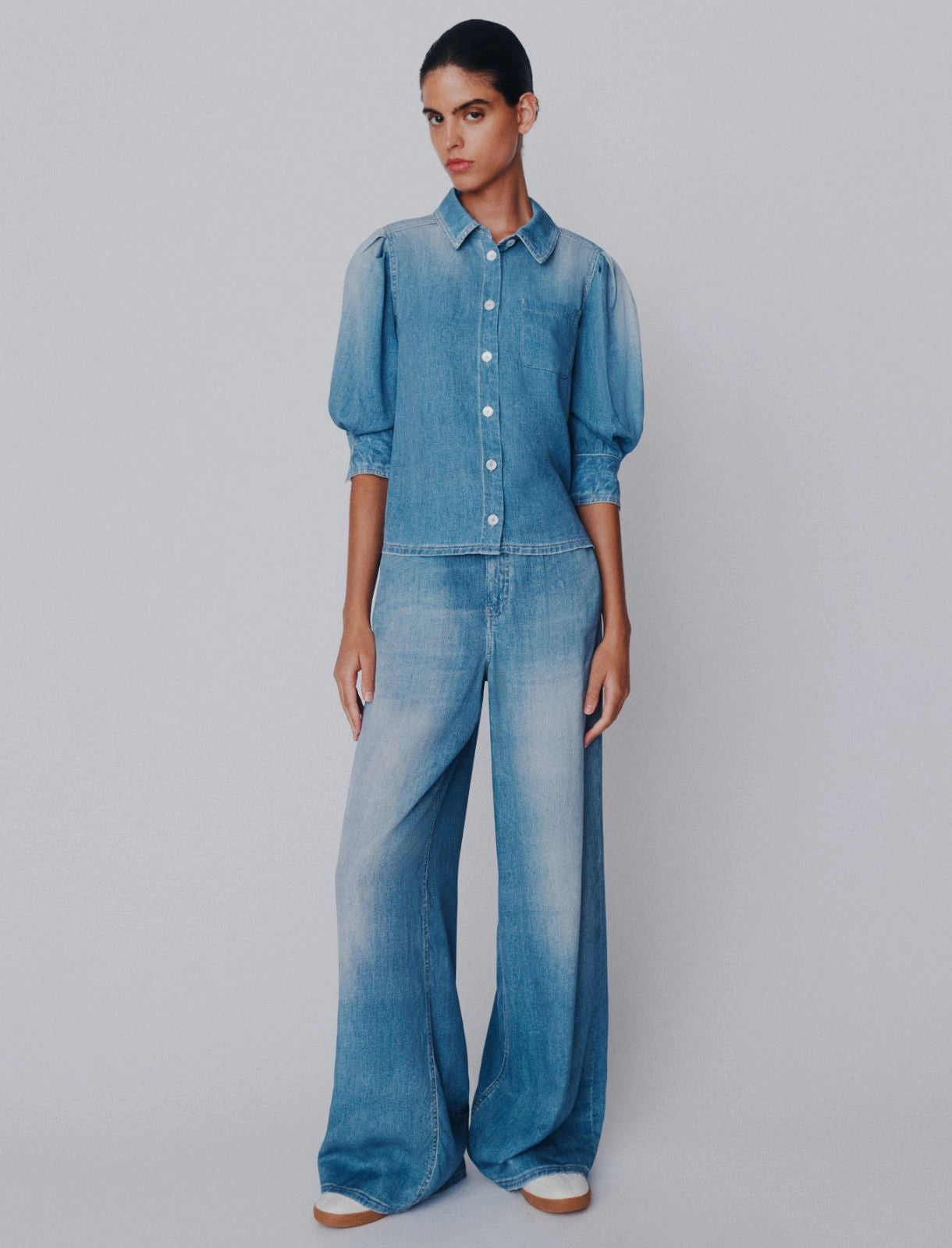 Flowing viscose-blend 5-pocket trousers