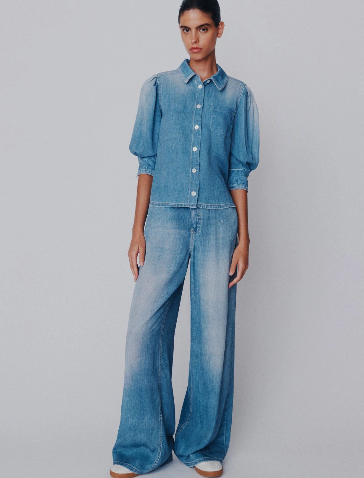 Flowing viscose-blend 5-pocket trousers