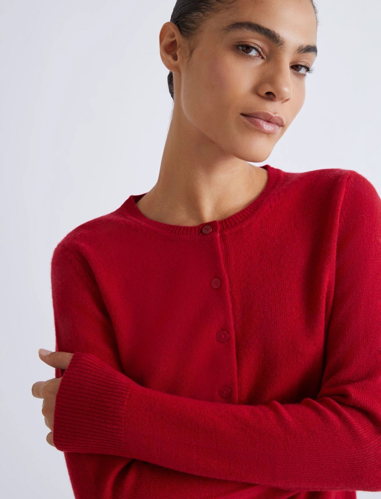 Wool-cashmere cardigan red