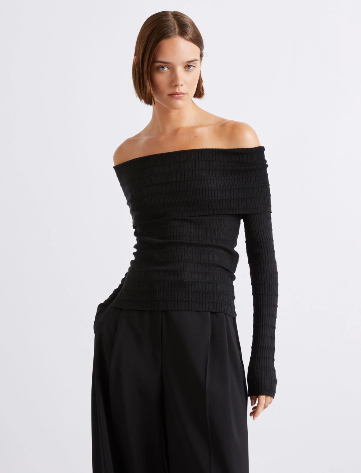 Viscose cowl-neck sweater