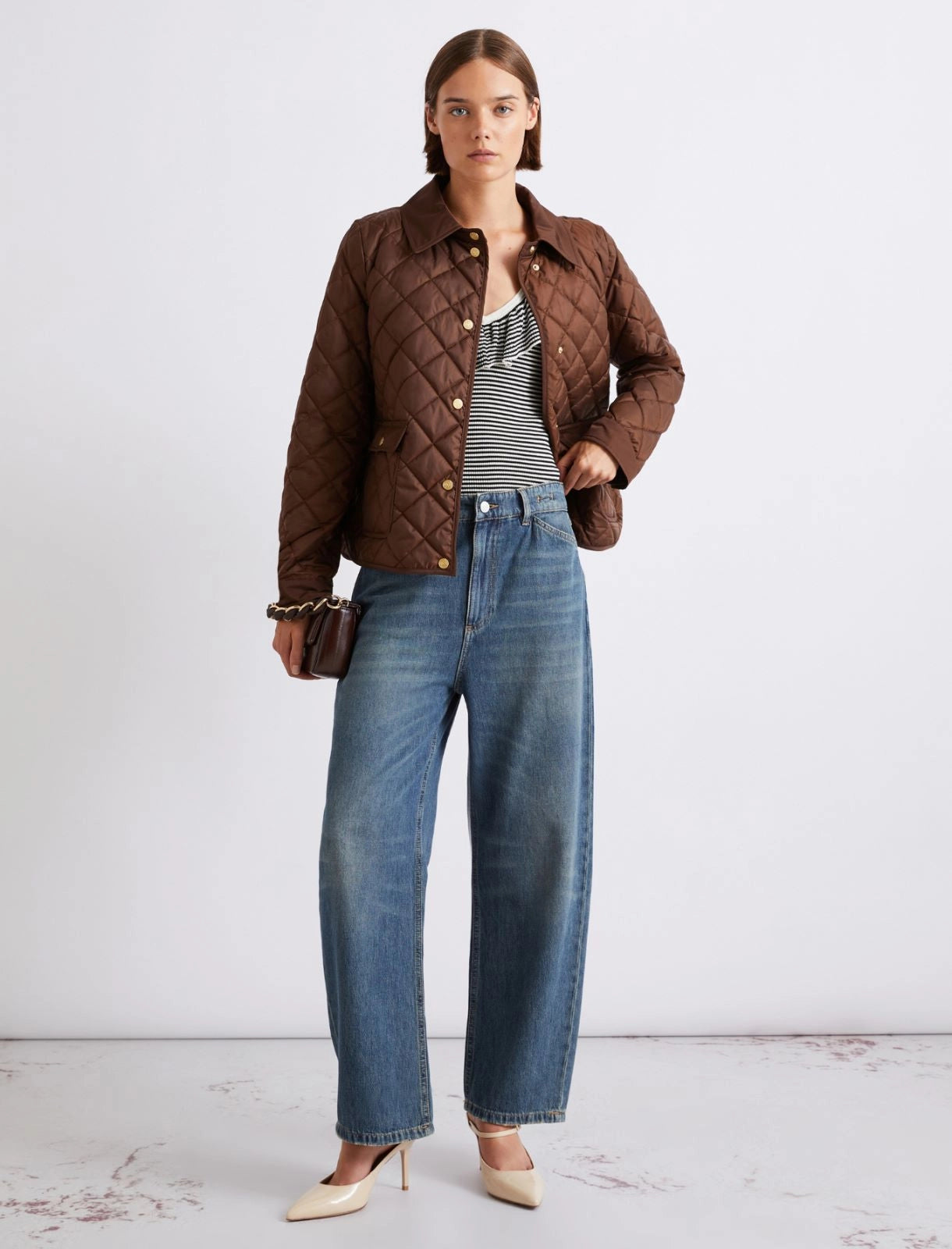 Ruffled fine rib-knit top