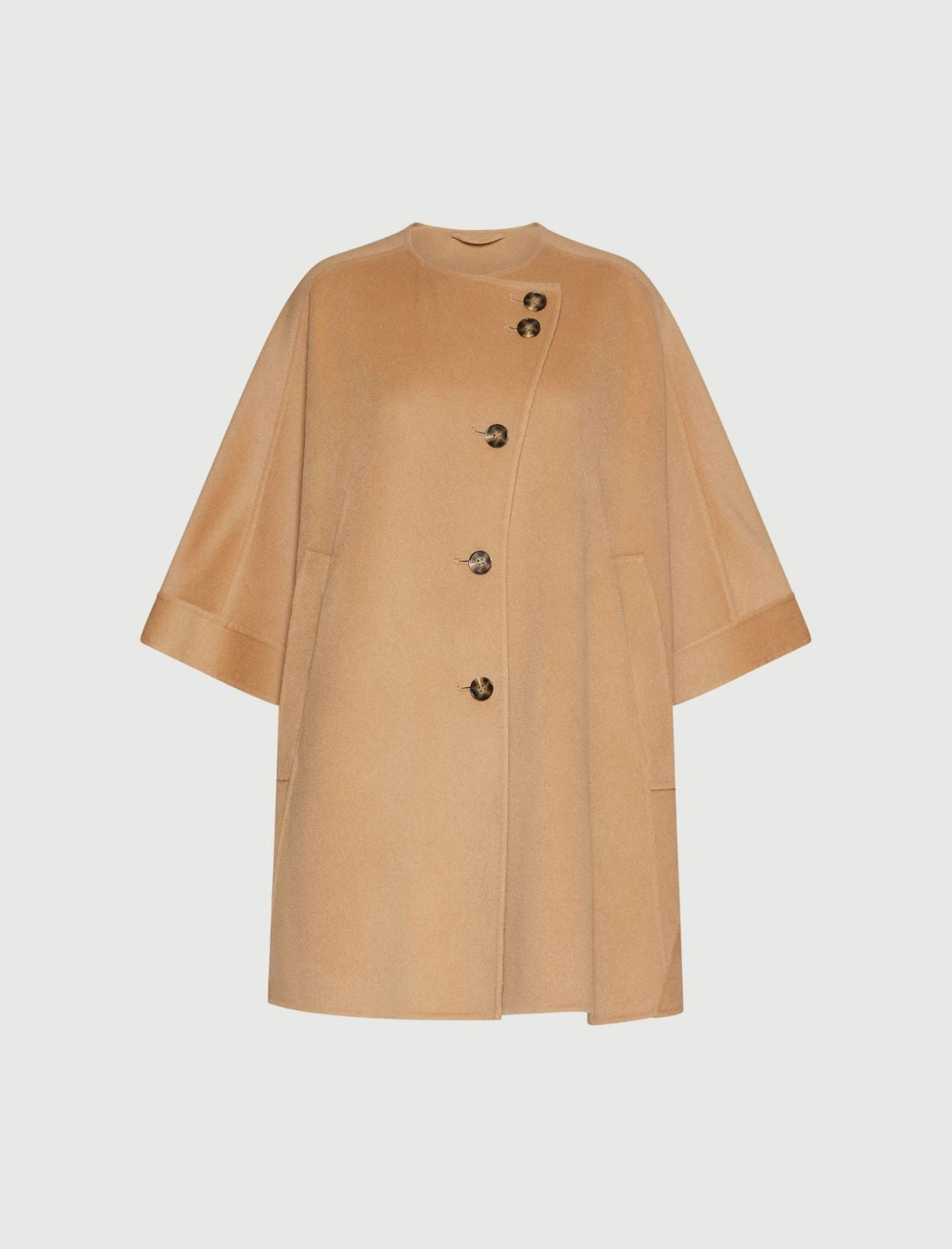 Button-up wool-blend cape