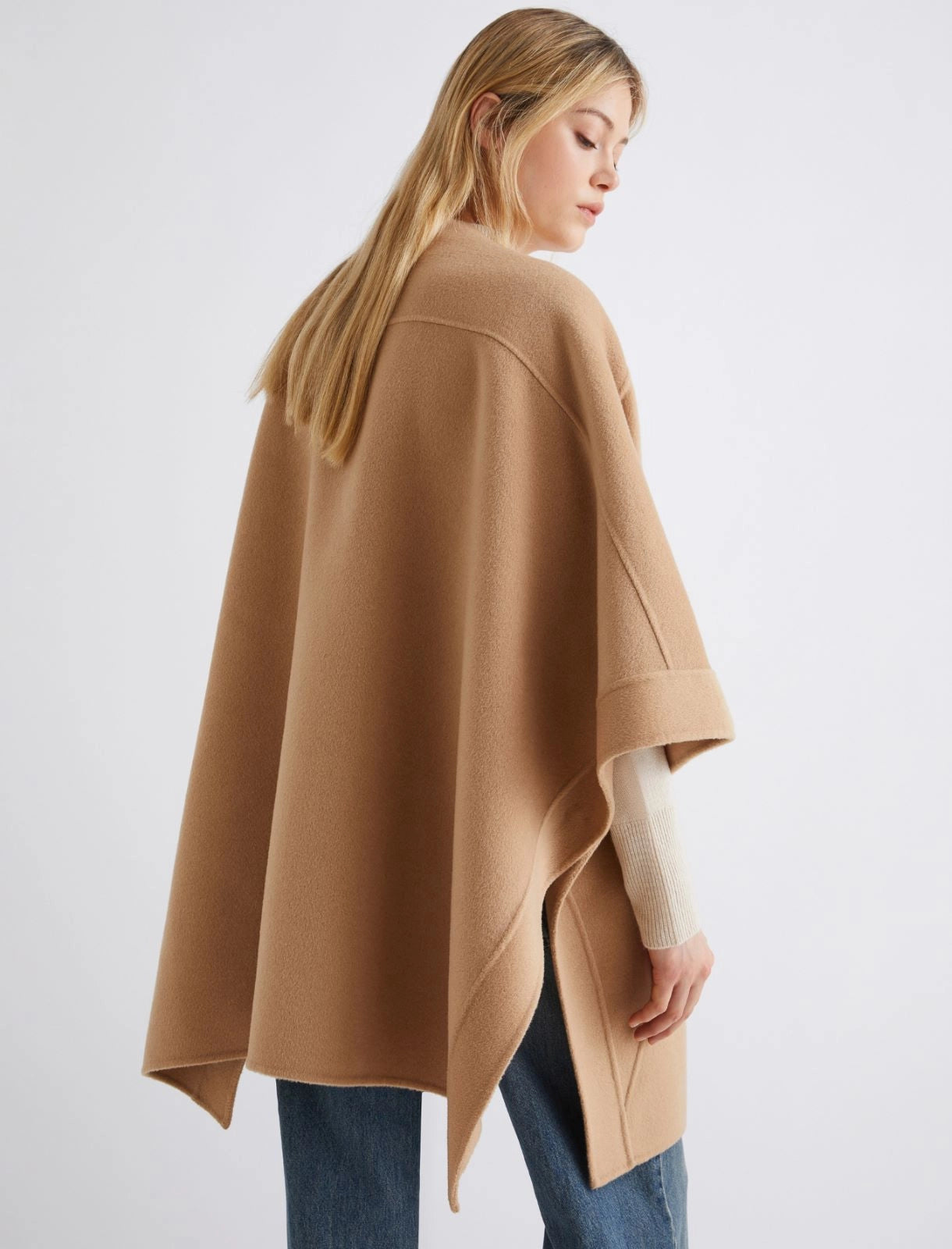 Button-up wool-blend cape