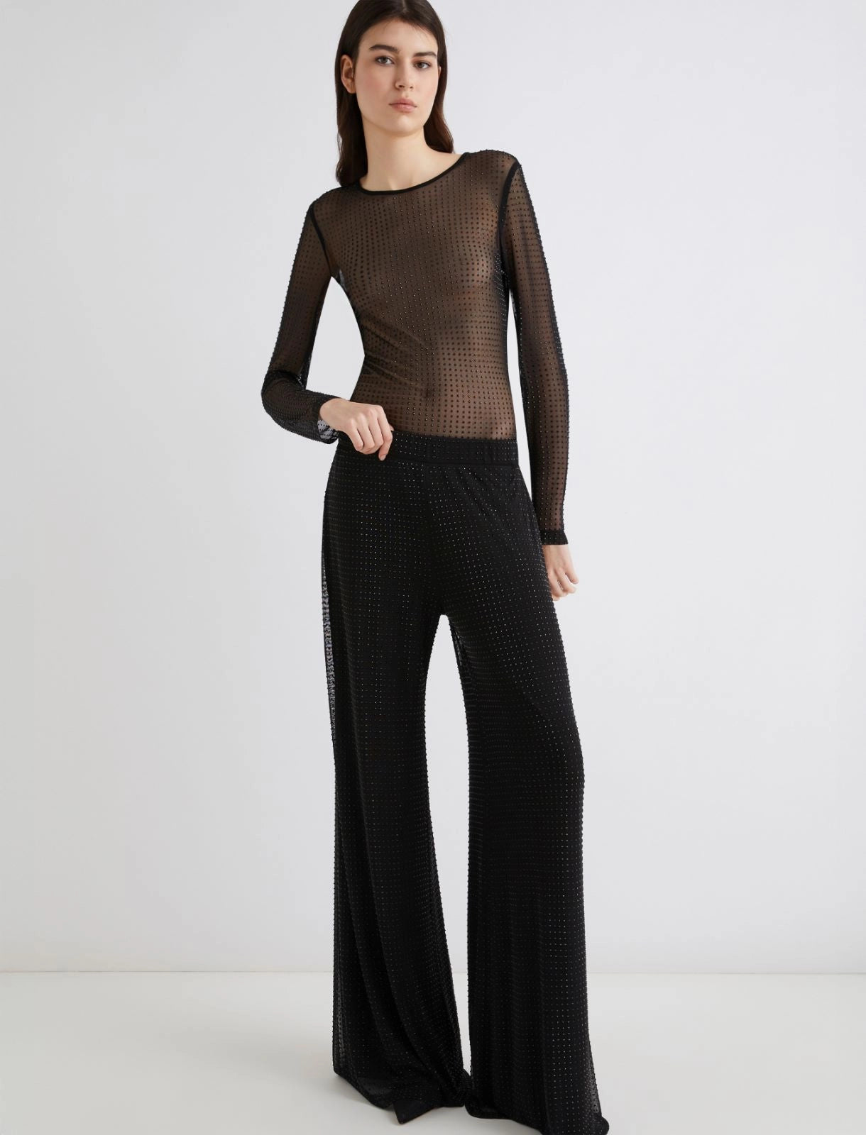 Rhinestone-detail jersey trousers