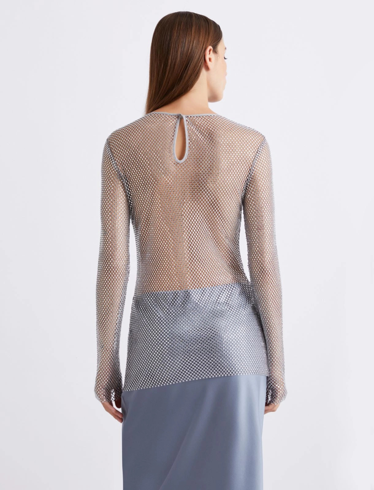 Rhinestone mesh T-shirt