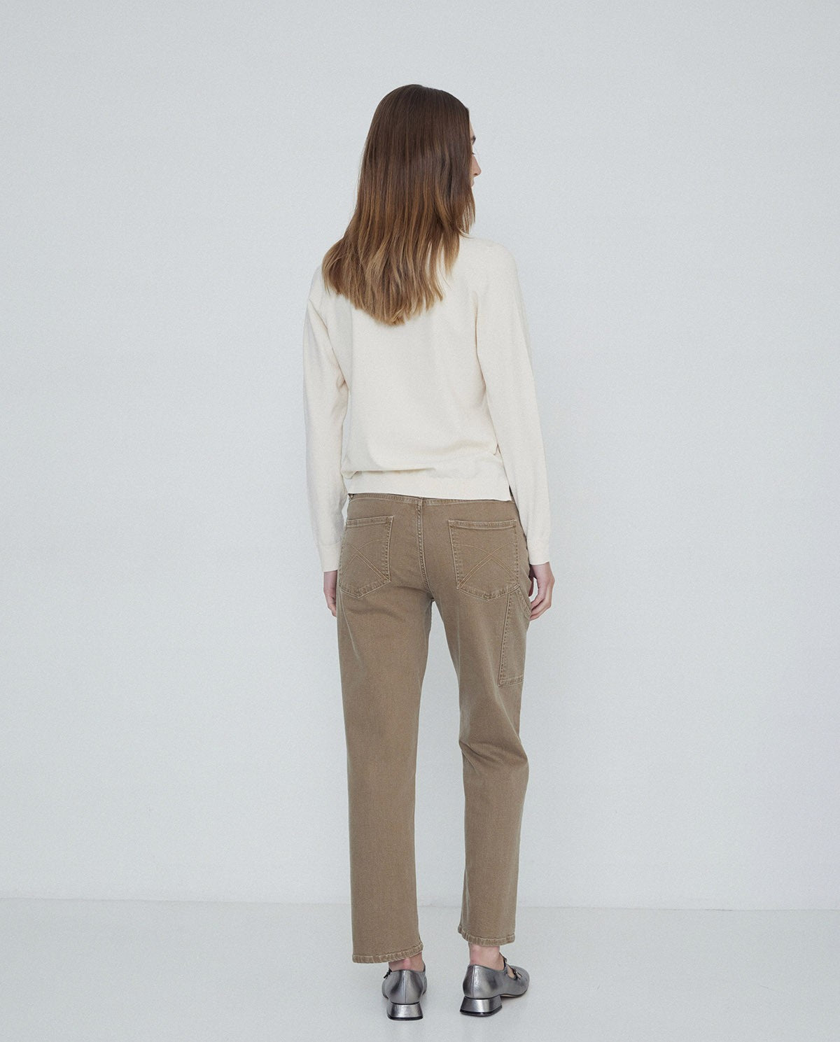 V-neck Viscose Sweater Ecru