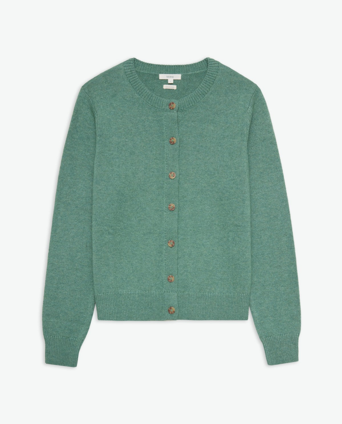 Green chunky-texture wool-blend cardigan