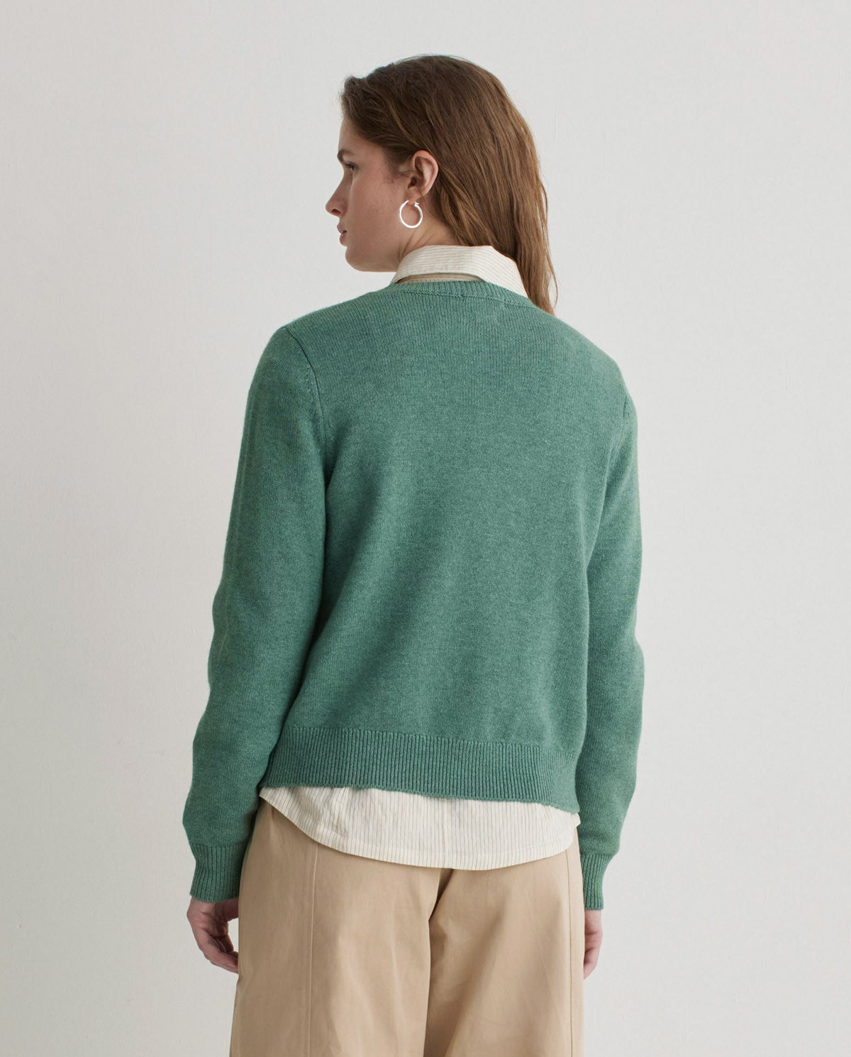 Green chunky-texture wool-blend cardigan