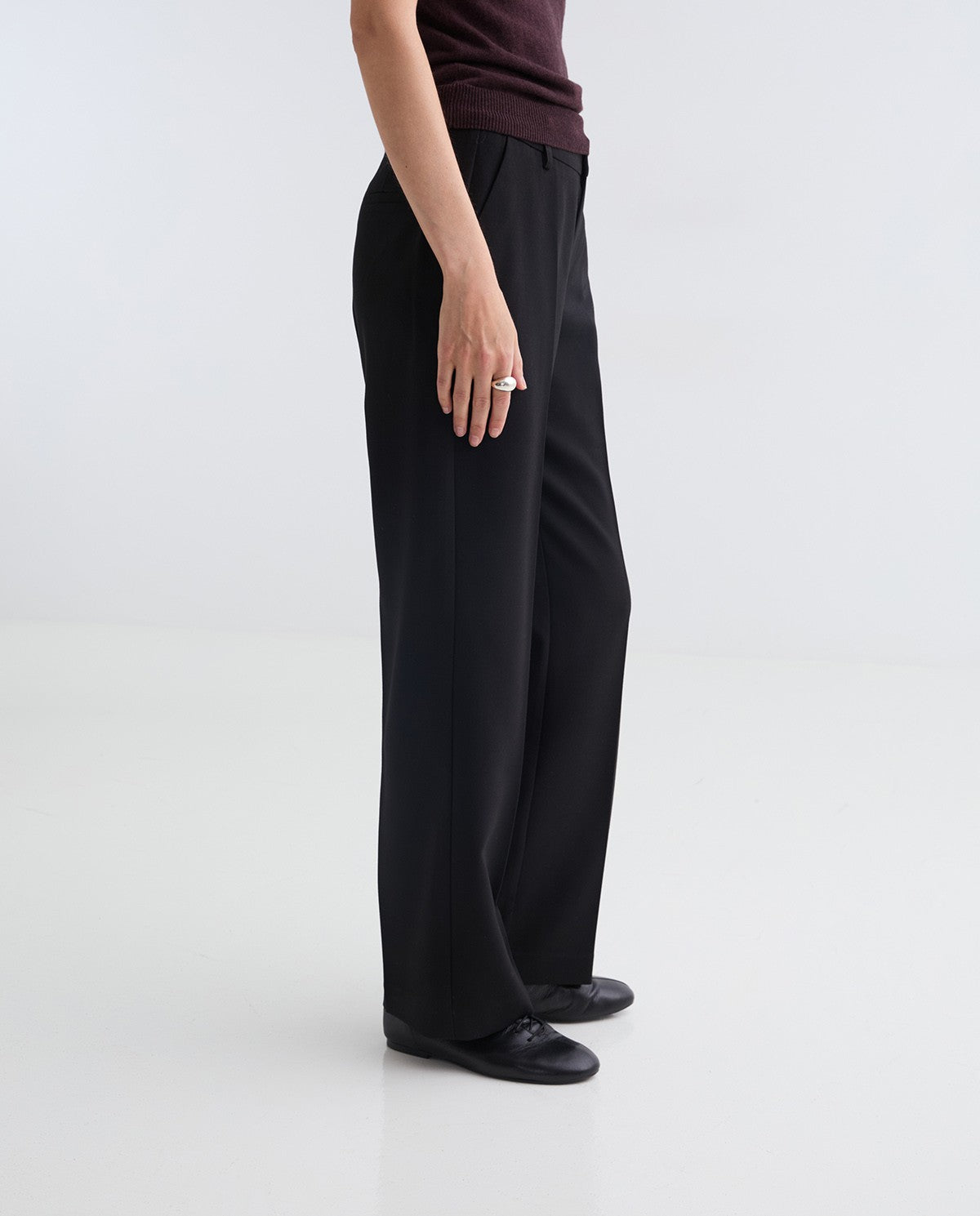 Black straight trousers removable skirt