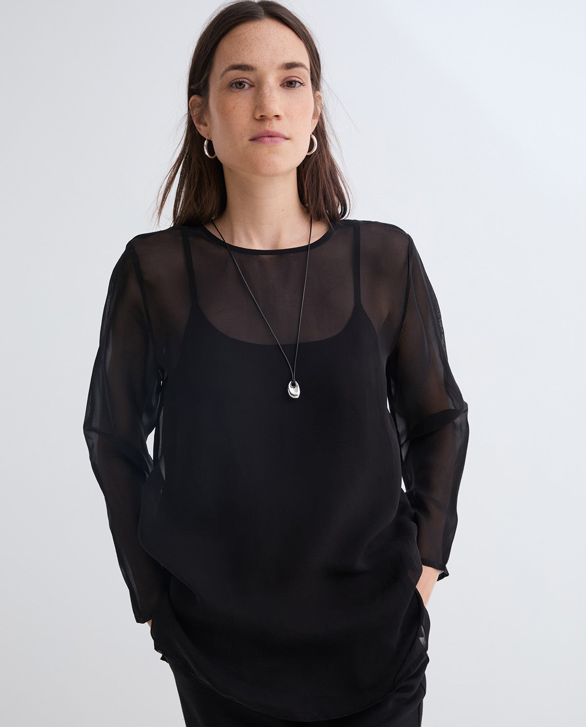 Sheer black organza blouse