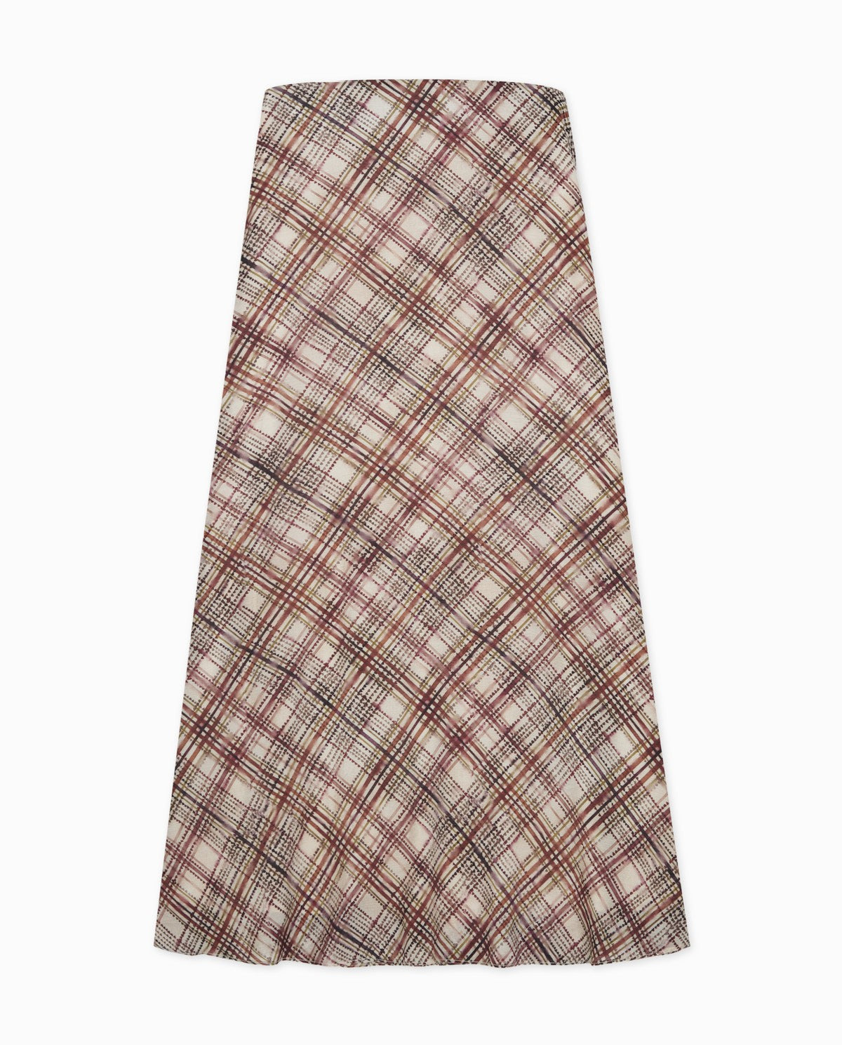 Ecru plaid viscose midi skirt