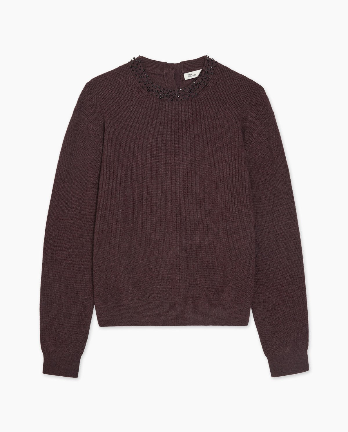 Burgundy cotton and wool sweater rhinestones