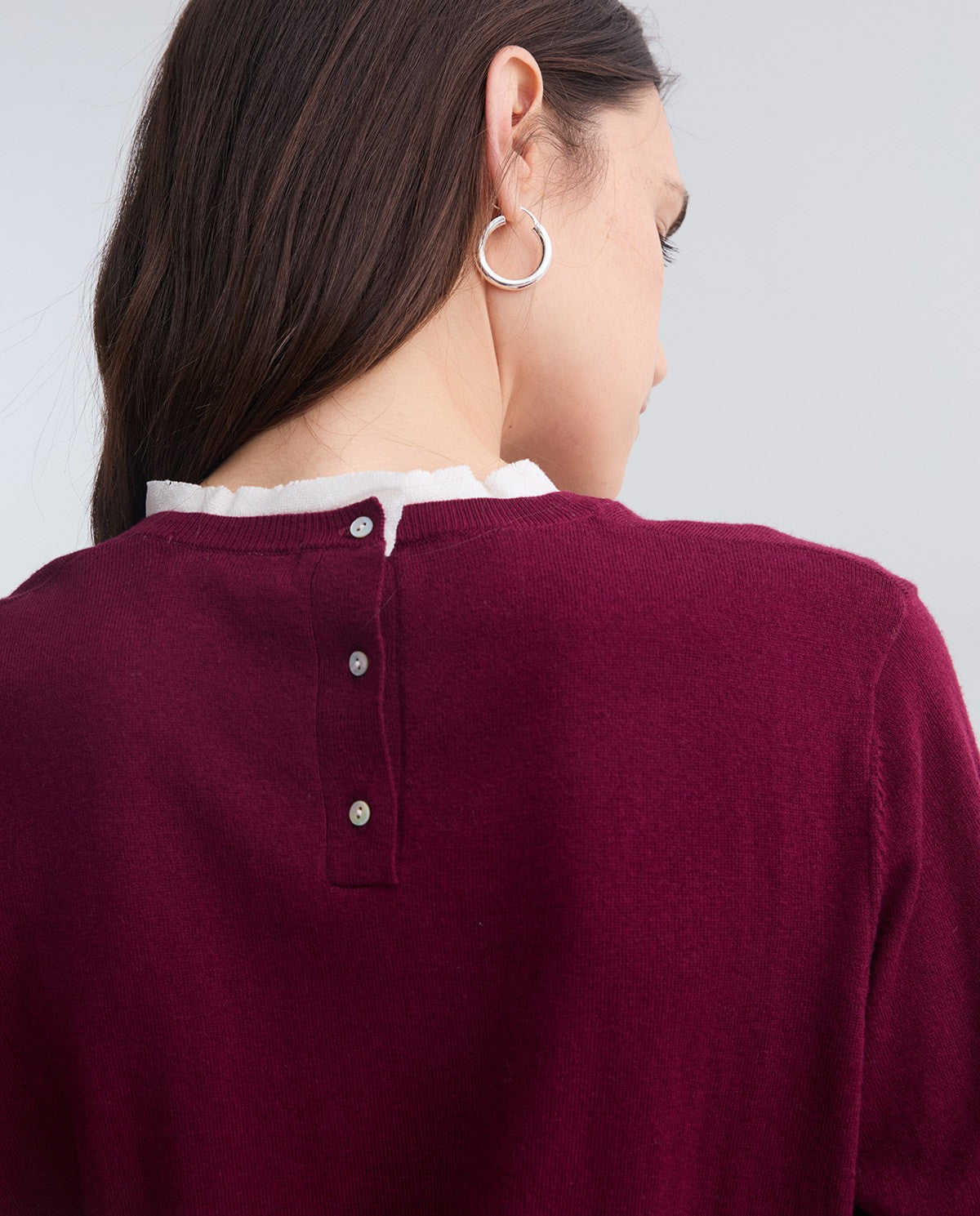 Maroon cotton and wool sweater contrasting accents