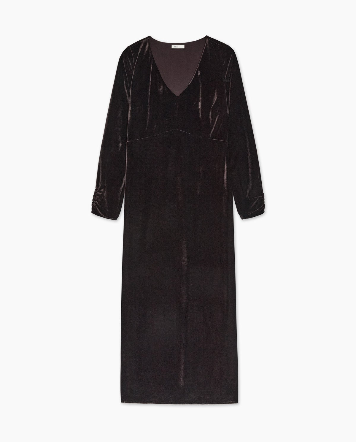 Chocolate V-neck velvet midi dress